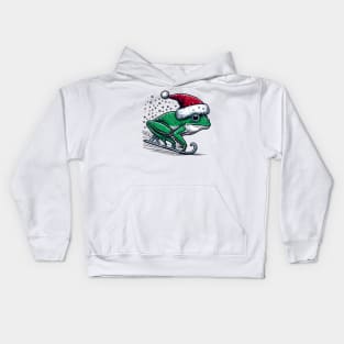 Frog Ice Skating Christmas Kids Hoodie